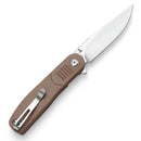 Tenable Einar T2072A5 – 3.13" Stonewashed Nitro-V Drop Point Blade, Brown Micarta Handle