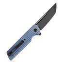Tenable Anomaly T2038T3 – 3.14" Blackwash Nitro-V Tanto Blade, Blue Micarta Handle with Frag Pattern and Liner Lock