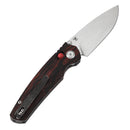 Tenable Raven T2109V3 – 3.14" Stonewashed 14C28N Drop Point Blade, Red & Black G-mascus Handle, Crossbar Lock – Designed by Black Bird Blades