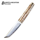 North Mountain Blade Chop Mini Fixed 3.5" SLD-Magic Full Tang Steel Deer Antlers Handle