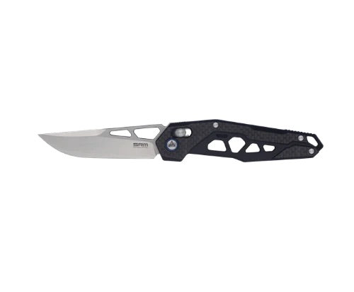 SRM Mecha 9225-KB Front Flipper Folding Knife 3.27in D2 Steel Blade G10 / Carbon Fiber Handles