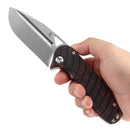 Tenable Bömbur T1054C1 – 3.53" Stonewashed D2 Blade, Black & Red G-Mascus Handle with Liner Lock