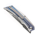 Kansept Naska K1035T3 – 3.75" Satin CPM-S35VN Tanto Blade, Blue & Silver Anodized Titanium Handle, Frame Lock – APK Designs