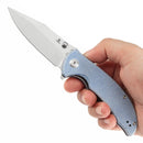Tenable Rei T1061A1 – 3.3" Stonewashed 14C28N Blade, Blue Micarta Handle with Liner Lock
