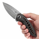 Kansept ODD 21 3.08" Damascus lackwash Titanium with Bronze Anodized Holes Black K1077A3