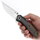 Kansept Deadite 3.52" Satin S35VN Black Stonewashed Titanium+Black/Blue Rose Pattern Carbon Fiber Black and Blue K1081A3