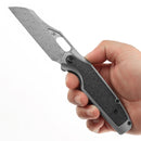 Kansept Tuckamore 3.54" Damascus Titanium + Shred Carbon Fiber Gray K1052A5