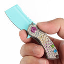 Kansept Mini Korvid 1.45" Light Blue Coating CPM S35VN Gradient Titanium Handle With Dimples K3030A10