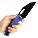 Kansept Egress 3.47" Black Stonewashed 14C28N Blue G10 T1033A2