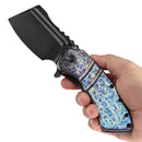 Kansept XL Korvid 3.55" CPM S35VN Titanium with Lightning Strike Finish Black Purple Blue K1030A11