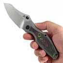 Kansept Baba Yaga 3.06" CPM 20CV Bead Blasted Titanium + 80S Camo Carbon Inlay Yellow, Blue K1074A4