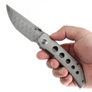 Kansept Tarkin 3.42" Damascus Bead Blasted Titanium with Holes Gray K1078A5