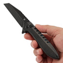 Kansept Kosame Button Lock T1093F2 – 3.37" 154CM Blackwash Blade, Blackwash Titanium with Blue Carbon Fiber Inlay
