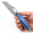Kansept Tuckamore 3.54" Damascus Plain Purple Titanium + Timascus K1052A7