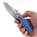 Kansept Baba Yaga 3.06" CPM 20CV Bead Blasted Titanium + Timascus Inlay Blue K1074A7