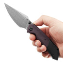Kansept Fenrir 3.48" Damascus Blackwash Titanium + Purple Micarta K1034Z2