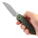 Kansept Prometheus 3.29" Stonewashed 14C28N Green Micarta T1040A2