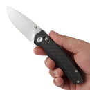 Tenable Raven T2109V1 – 3.14" Stonewashed 14C28N Drop Point Blade, Twill Carbon Fiber Laminate over G10 Handle, Crossbar Lock – Designed by Black Bird Blades