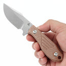 Tenable Tiny Dancer G014A5 – 3.17" Stonewashed D2 Drop Point Blade, Brown Micarta Handle, Fixed Blade EDC Knife – Designed by JB Stout