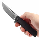 Tenable Anomaly T2038T1 – 3.14" Stonewashed Nitro-V Tanto Blade, Black G10 Handle with Liner Lock