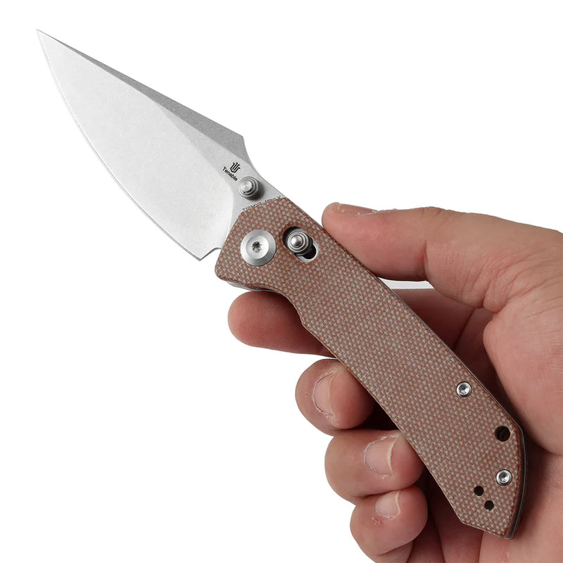 Tenable Fenrir T1034V2 – Brown Micarta, 3.48" Stonewashed Nitro-V Blade, Sparrow Knife Co. Design