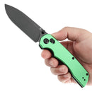Tenable Kryo T1001V1 – 3.58" Blackwash 14C28N Blade, Green Anodized Aluminum Handle with Liner Lock