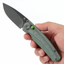 Tenable Raven T2109V5 – 3.14" Blackwashed 14C28N Drop Point Blade, Green Micarta Handle, Crossbar Lock – Designed by Black Bird Blades