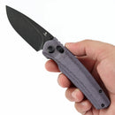 Tenable Raven T2109V7 – 3.14" Blackwashed 14C28N Drop Point Blade, Purple Micarta Handle, Crossbar Lock – Designed by Black Bird Blades