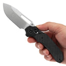 Quasar Stonewashed CPM 20CV Blackwash Titanium, Twill Carbon Fiber