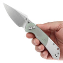 Tenable Fenrir T1034S7 – 3.45" Stonewashed 14C28N Blade, Jade G10 + Plain Aluminum Handle