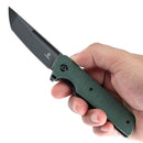 Tenable Anomaly T2038T2 – 3.14" Blackwash Nitro-V Tanto Blade, Green Micarta Handle with Liner Lock