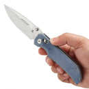 Tenable Eaglestrike T1095V2 – 3.73" Stonewashed Nitro-V Drop Point Blade, Blue Micarta Handle with Crossbar Lock
