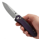 Tenable Beaver T1105V1 – 3.44" Stonewashed Nitro-V Drop Point Blade, Purple and Black G10 Handle with Crossbar Lock