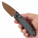 Tenable Raven T2109V6 – 3.14" Rose Gold Coated 14C28N Drop Point Blade, Black Micarta Handle, Crossbar Lock – Designed by Black Bird Blades