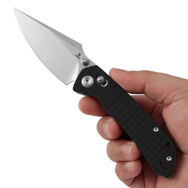 Tenable Fenrir T1034V7 – Black G10 Frag Pattern, 3.48" Stonewashed Nitro-V Blade, Sparrow Knife Co. Design