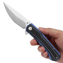 Tenable Kratos T1024A2 – 3.79" Nitro-V Blackwash Drop Point Blade, Black & Blue G10 Handle, Liner Lock – Designed by Ostap Hel