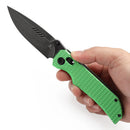 Tenable Eaglestrike T1095V3 – 3.73" Stonewashed Nitro-V Drop Point Blade, Green Anodized Aluminum Handle with Diamond Pattern
