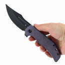 Tenable Orion B1089C1 – 3.07" Blackwash Nitro-V Clip Point Folding Knife, Purple Micarta Handle, Liner Lock, JB Stout Design