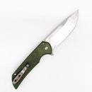 Pro-Tech Mordax Button Lock Folding Knife 3.5in Magnacut Steel Green Aluminum Handles - BSW25.Mordax.1