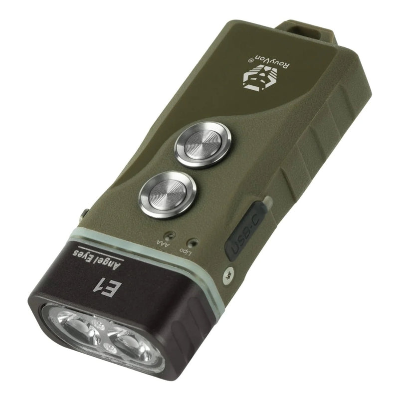 RovyVon Angel Eyes E1 Dual Power Hybrid Keychain Flashlight - Army Green