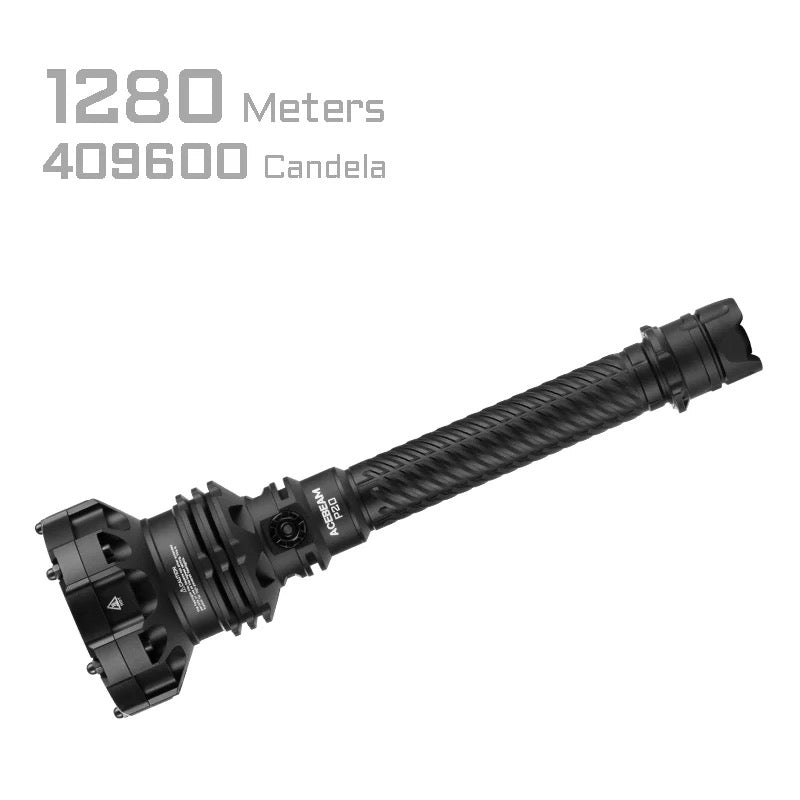 Acebeam P20 Long-Range Tactical Flashlight – 5500 Lumens, 1454m Throw, USB-C Rechargeable, Dual Battery System