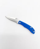 Spyderco Honeybee Slipjoint Folding Knife – 1.68" Sandvik 12c27 Plain Edge Blade, Blue G-10 Handle – C137GBLP