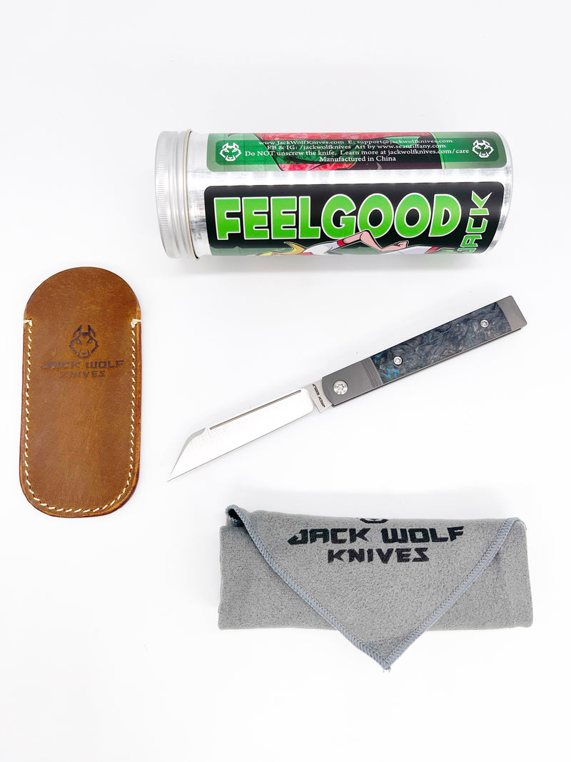 Jack Wolf Knives Feelgood Jack Fat Carbon Dark Mater Blue Slip Joint Folding Knife