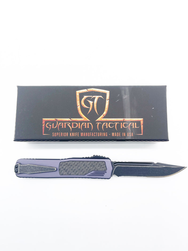 Guardian Tactical Scout CF OTF 142611 Gray Carbon Fiber Inlay Dark Stonewash S/E Serrated