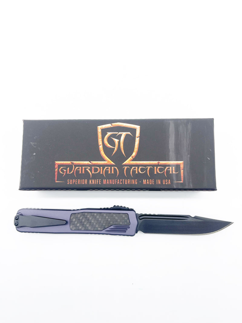 Guardian Tactical Scout CF OTF 142111 Gray Carbon Fiber Inlay Black Tactical S/E Blade