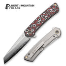 North Mountain Echo Sheepsfoot 3.5" Red & White Ceramic Carbon Fiber Handle&Clip Smooth Flippers