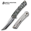 North Mountain Zero 3.5" Tanto Blade White & Green Ceramic Carbon Fiber Ti Handle