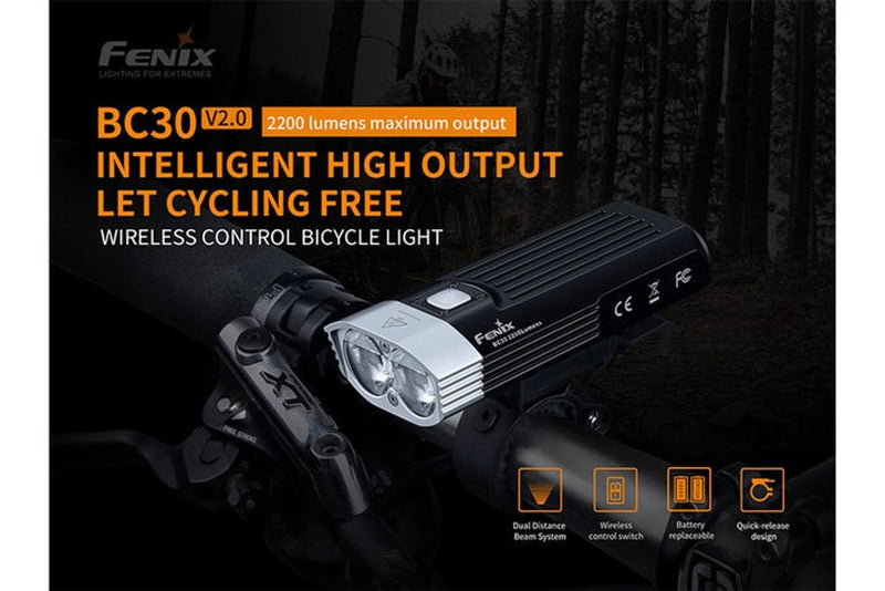 Fenix BC30R V2.0 2200Lumen Bicycle Light w/ Wireless Remote 2 * LUMINUS SST-40-N5 LED
