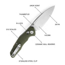 BESTECHMAN RONAN BMK02B: 3.26" 14C28N Steel Blade, G10 Scales, B-Lock, Folding Knife. OD Green.