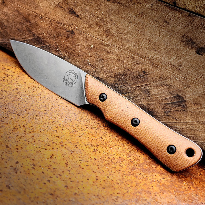 White River Smith & Sons Brave – CPM Magnacut Steel Knife, Natural Canvas Micarta / Black Liners, Kydex Sheath (USA Made)